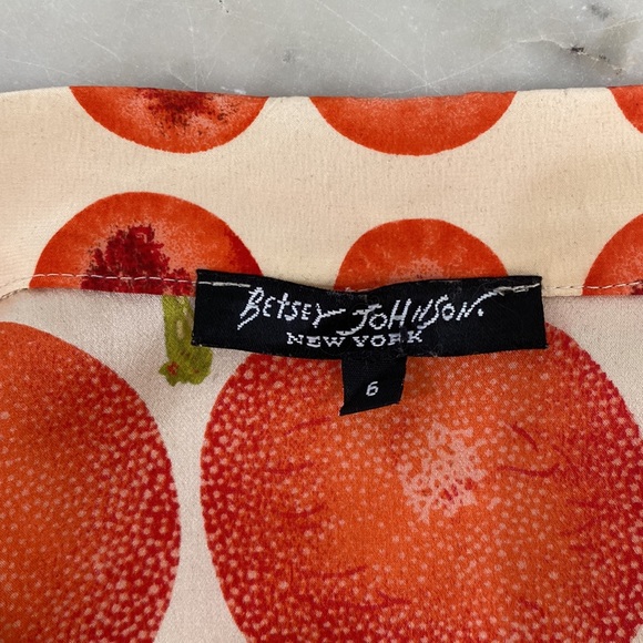 Vintage 90s Y2K πππππRARE Betsey Johnson White Silk Fruit Dress, Size 6 - Picture 3 of 16